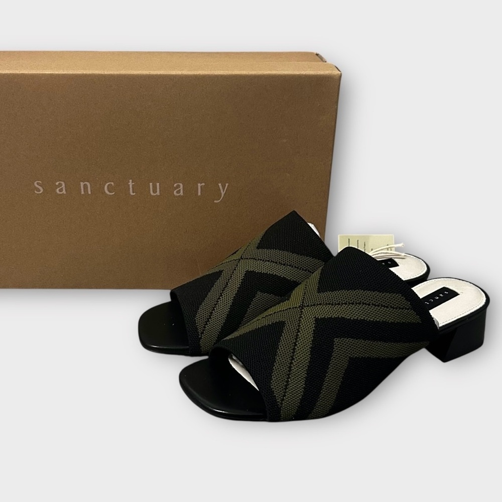 Sanctuary Rally Block Heel Mule Clog Sandals Size 8 New in Box ! Green and black - Picture 3 of 12